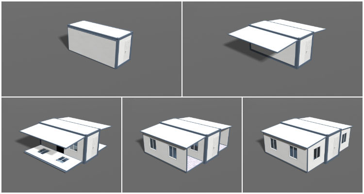 Extended living foldable prefab container homes